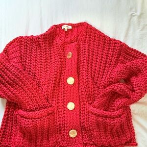 Cozy Knit Cardigan in Vibrant Red